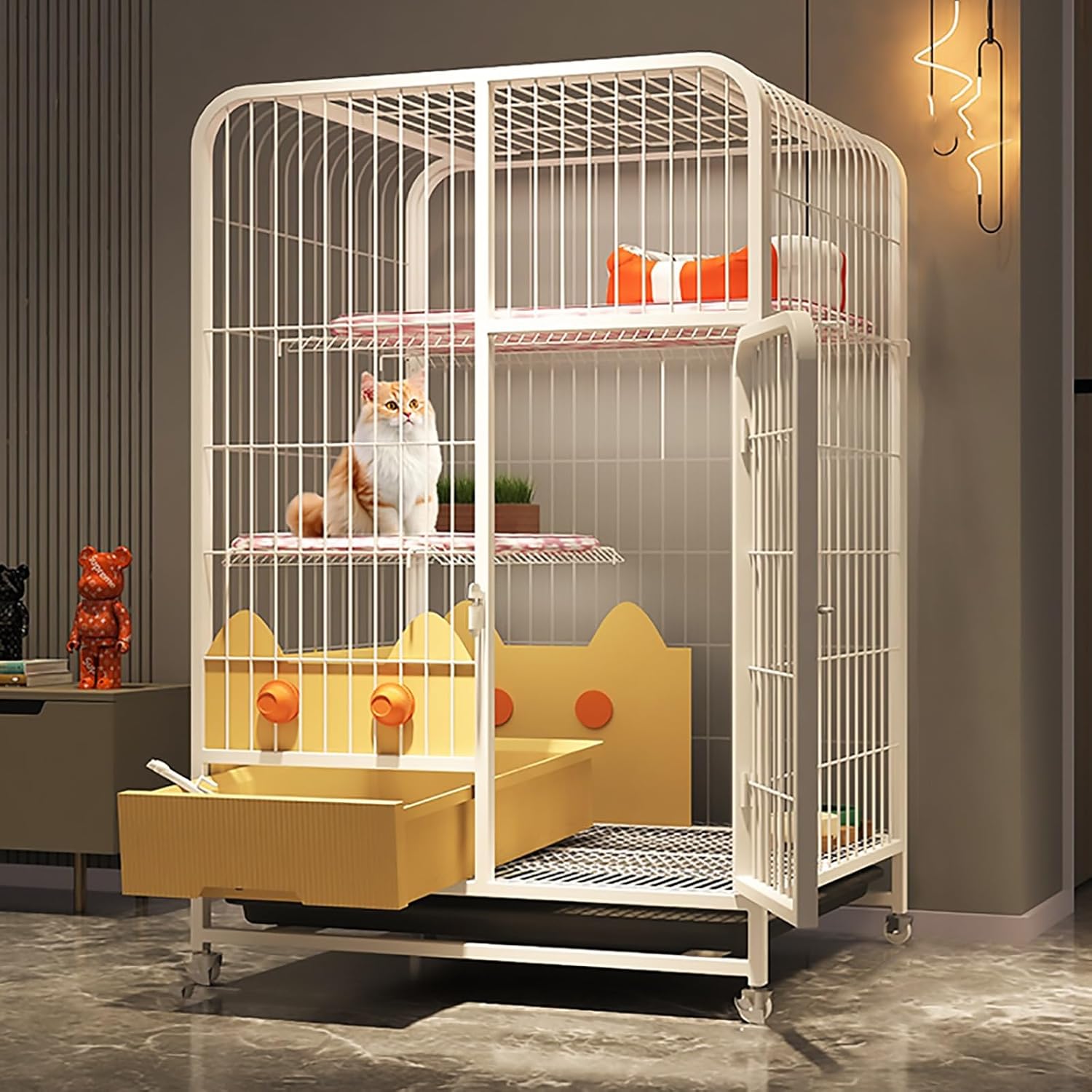 PETEPELA(ぺテぺラ) キャットケージ 大型 3段 Lサイズ ベージュ